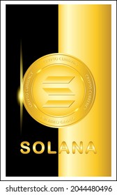 Solana (SOL) crypto currency icon with black and gold colour, Illustration for logo, banner, poster and design web site mobile app, EPS10.