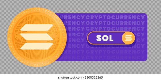 Solana (SOL) crypto currency virtual money token vector illustration. Can be used as virtual money icon, logo, emblem, sticker and badge designs.