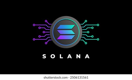 Solana (SOL) cryptocurrency banner and background vector illustration.