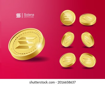 Solana SOL Cryptocurrency Coins. Perspective Illustration about Crypto Coins.