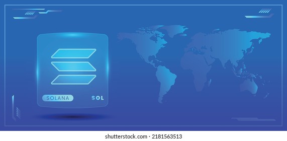 Solana SOL cryptocurrency global trading market HUD display screen vector futuristic technology banner and background