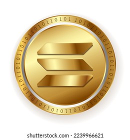 Solana SOL cryptocurrency golden coin symbol vector. Blockchain based virtual money concept 