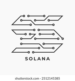 Solana (SOL) cryptocurrency logo from thin lines, vector illustration.