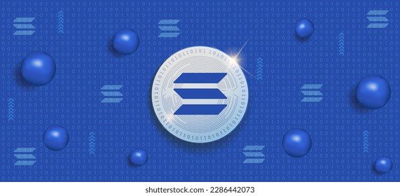 Solana SOL cryptocurrency symbol vector illustration banner and background template