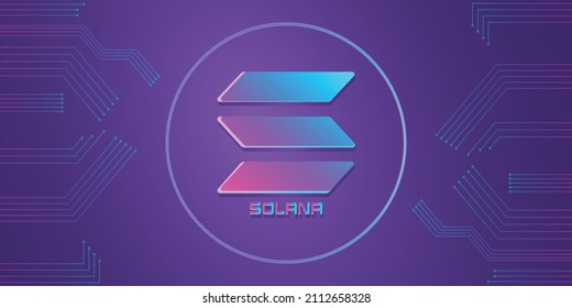 Solana SOL Cryptocurrency Technology Vector Illustration For Background, Banner And Wallpaper Design