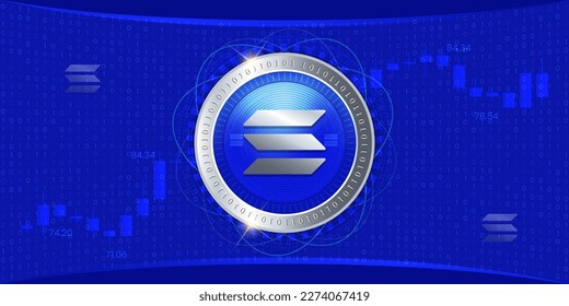 Solana (SOL) cryptocurrency vector finance banner concept illustration