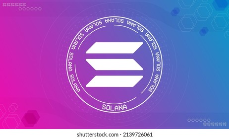 Solana SOL cryptocurrency vector illustration banner. For background, poster, cover, print design template. Blockchain currency sign illustration.