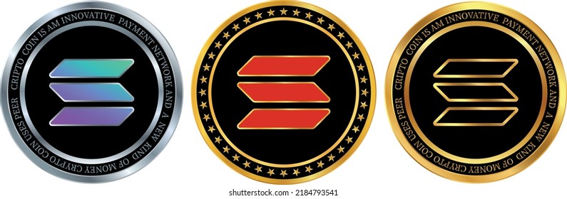 solana-sol  coin vector illustrations. 3d illustration. vector coins.