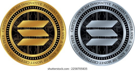 solana-sol coin vector illustrations. 3d illustration. vector coins.