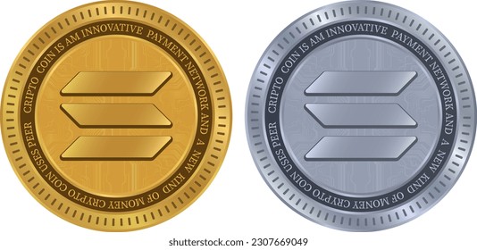 solana-sol coin vector illustrations. 3d illustration. vector coins.