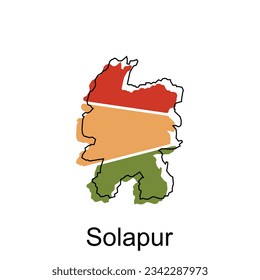Solapur-Karte. Vektorkarte des indischen Landes. Grenzen für Ihre Infografik. Design-Vorlage für Vektorgrafiken