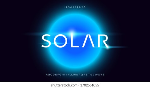 Solar, An Abstract Technology Science Fiction Alphabet Font. Digital Space Typography Vector Illustration Design