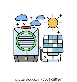 Solar Air Cooler Filled Color Icon, Vector illustration