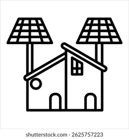 Solar Architecture Icon. Simple Vector Outline Illustration