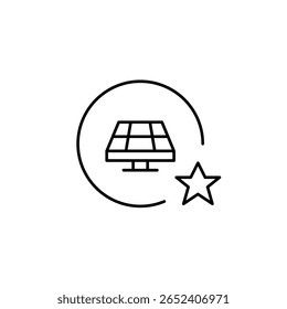 Solar battery in a circle. Clean energy generation. Star for favorite award winning VIP service. Pixel perfect, editable stroke vector icon