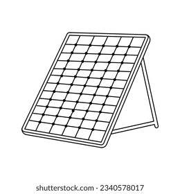 Solar battery doodle icon. Hand drawn solar panel isolated on white background.