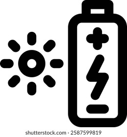 Solar Battery, Solar Energy Outline Icon