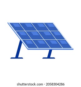 Solar battery. An environmentally friendly way to produce energy. Nature protection, economy, ecology, electricity from the sun. Icon for new technology website. Vector flat illustration, cartoon