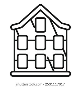 Solar battery house roof providing energy for home in thin line style