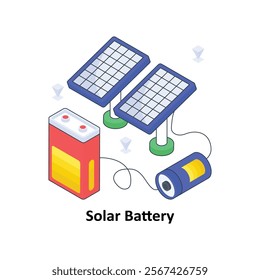 Solar Battery isometric Colored illustration. EPS File stock illustration