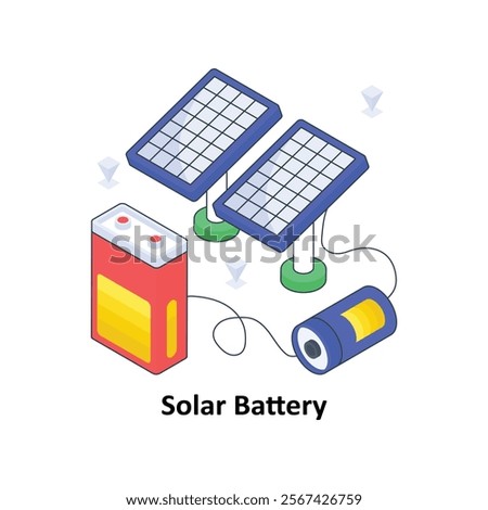 Solar Battery isometric Colored illustration. EPS File stock illustration