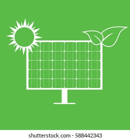 solar battery on a green background