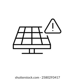 Solar battery panel and warning. Danger of alternative energy sources. Pixel perfect vector icon