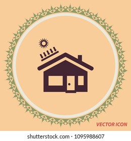 solar battery powered house icon, vector design