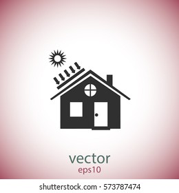 solar battery powered house icon, vector design