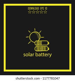 solar battery sketch vector icon