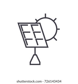 solar battery vector line icon, sign, illustration on background, editable strokes