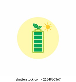 Solar Battery Vector Logo, Suitable Use For Symbol, Icon, Or Element Design To Describe Green Energy, Eco Friendly, Solar Energy, Renewable Energy