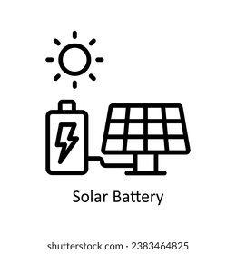 Ilustración de diseño del contorno del vector de la batería solar. Símbolo del archivo EPS 10 de fondo blanco 