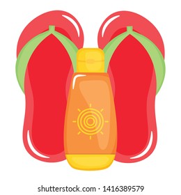 solar blocker bottle with flip flops