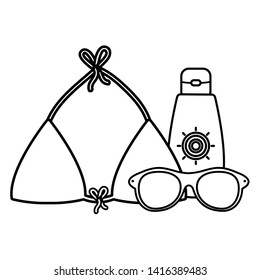 solar blocker with swimsuit and sunglasses