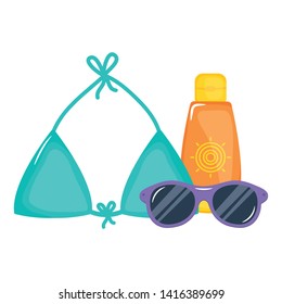 solar blocker with swimsuit and sunglasses