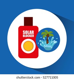 solar blocker water splash palm summer vacation vector illustration