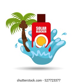 solar blocker water splash palm summer vacation vector illustration