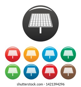 Solar brand panel icons set 9 color vector isolated on white for any design