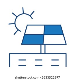 Ícone azul do edifício solar. Energia Solar, Energia Verde, Energia Solar, Economia de Energia, Casa Solar, Ecologia, Eletricidade, Energias Renováveis Editável Ilustração de Vetor de AVC