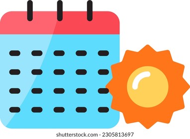 solar calendar icon in flat color style