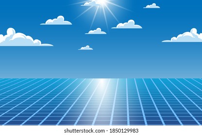 solar calls with sunlight and cloud on the blue sky