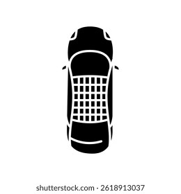 Solar car flat icon. Vector isolated element. Editable stroke.