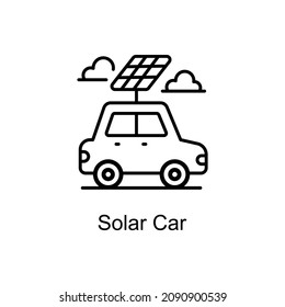 Icono de contorno del vector del vehículo solar para web aislada en el archivo EPS 10 de fondo blanco