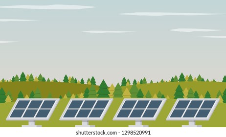 solar cell cartoon vector. free space for text. wallpaper. copy space.
