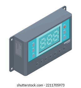 solar cell controller component element leaning isometric vector