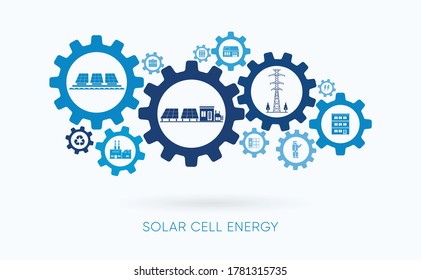 solar cell energy with gear icon