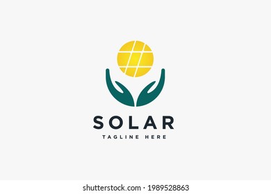 Ilustración vectorial del diseño del logotipo de energía solar. Energía solar adecuada para los logotipos de las empresas de energía renovable.