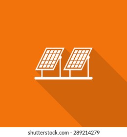 solar cell flat icon with long shadow.