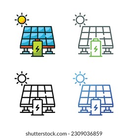 Solar Cell icon design in four variation color